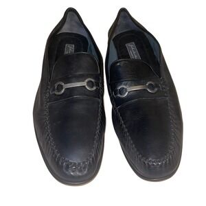 Johnston & Murphy Black Leather Bit Loafers Made in Italy Men's 13